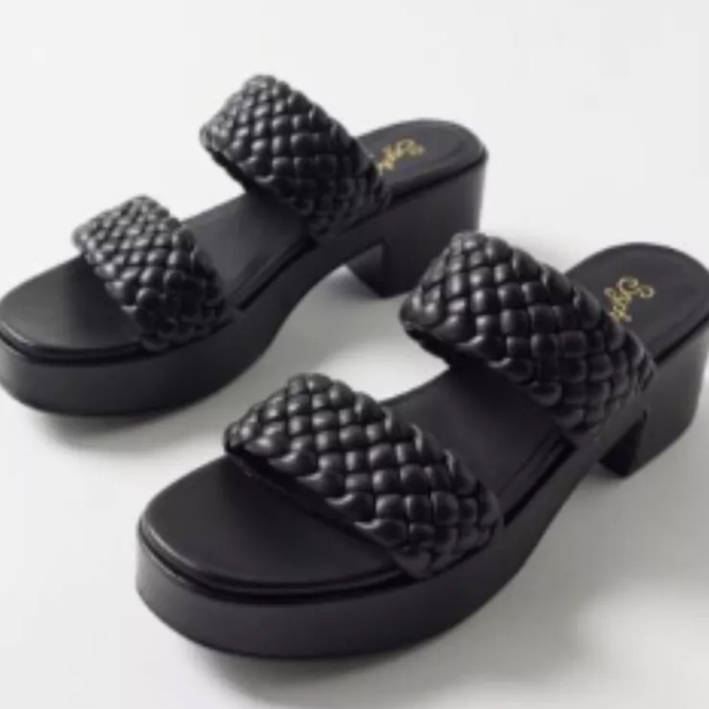 Black Woven Platform Sandals